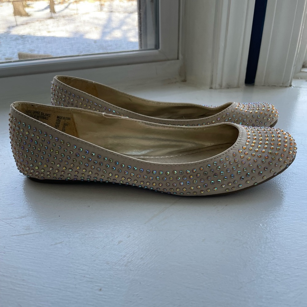 Champagne rhinestone flats